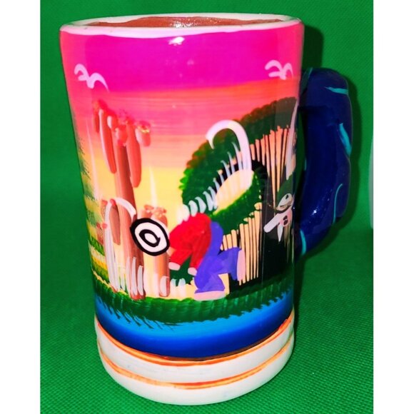 Hand-Painted Ceramic Mug Vibrant Aztec Design Coffee Tea - Picture 3 of 11